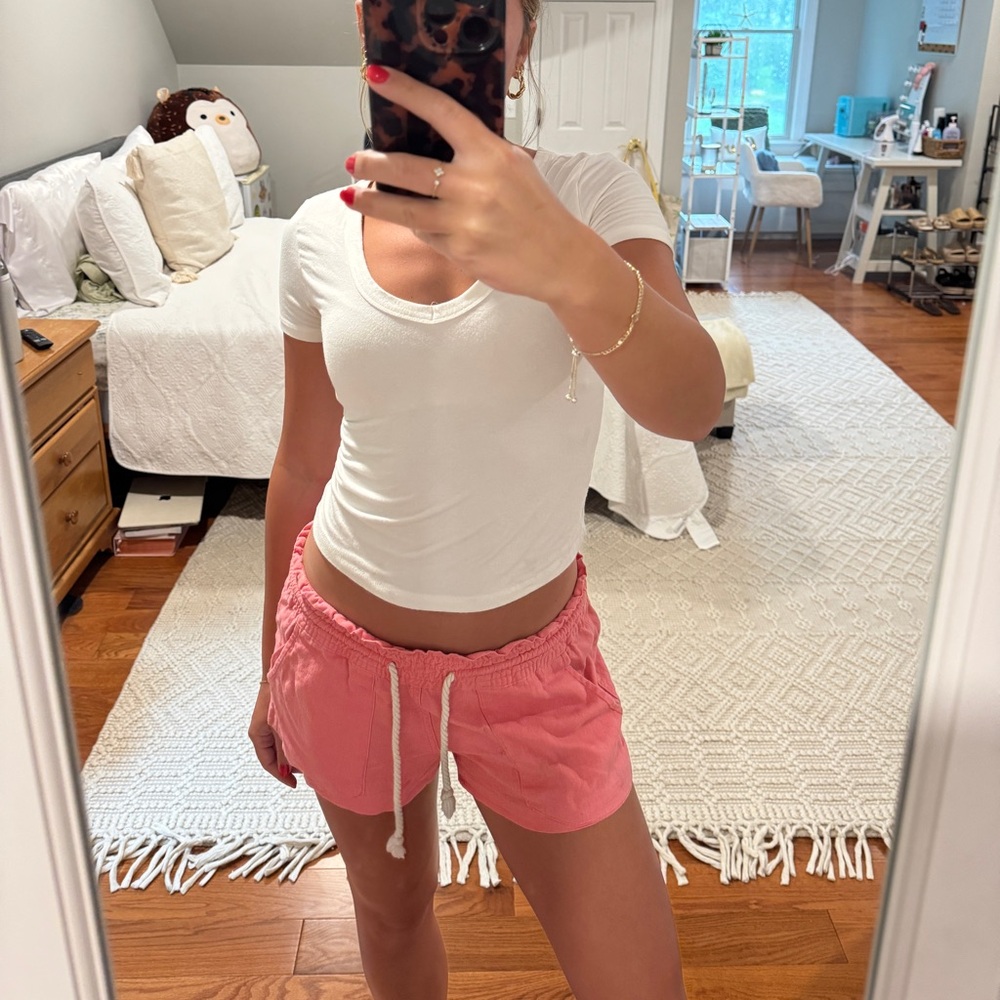 Pink Roxy Linen Shorts